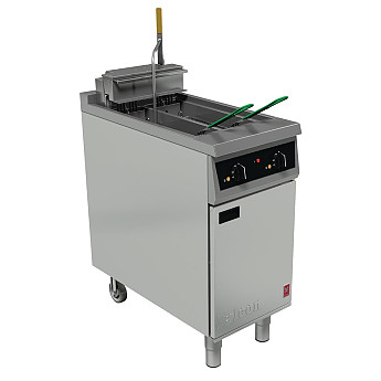 Falcon 400 Series Twin Pan Twin Basket Electric Fryer with Filtration & Fryer Angel - Click to Enlarge