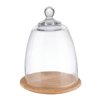 APS Wooden Tray With Glass Cover 185mm - Click to Enlarge